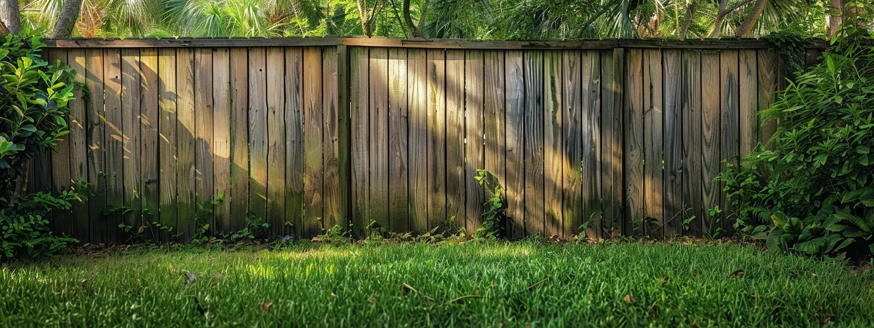a beautifully constructed wood privacy fence envelops a lush, sunlit backyard in northern central florida, showcasing vibrant greenery and a serene atmosphere that highlights the value of outdoor privacy. a beautifully constructed wood privacy fence envelops a lush, sunlit backyard in northern central florida, showcasing vibrant greenery and a serene atmosphere that highlights the value of outdoor privacy.