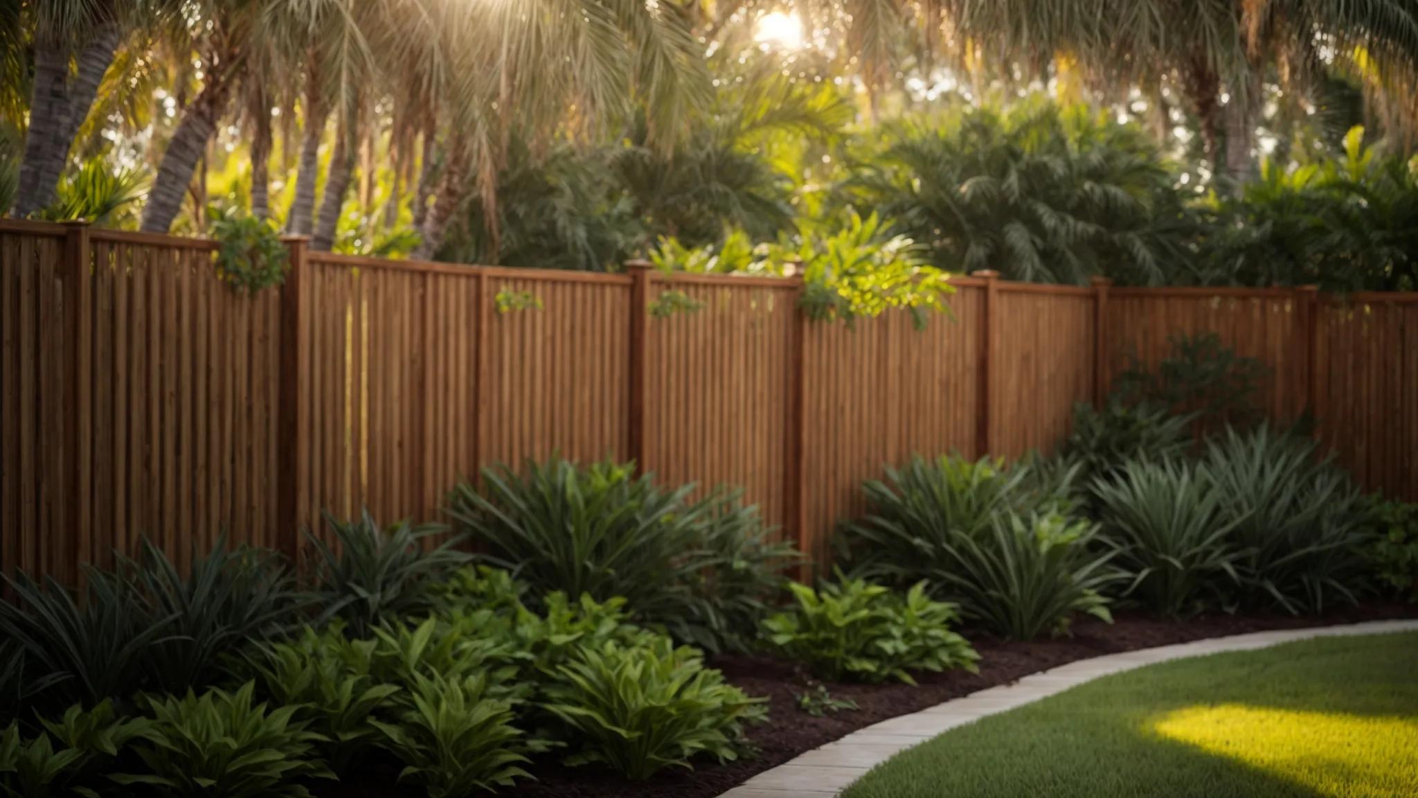 a beautifully installed privacy fence stands tall amidst the lush greenery of a northern central florida backyard, bathed in warm sunlight that highlights its elegant design and enhances the peaceful ambiance of the property. a beautifully installed privacy fence stands tall amidst the lush greenery of a northern central florida backyard, bathed in warm sunlight that highlights its elegant design and enhances the peaceful ambiance of the property.