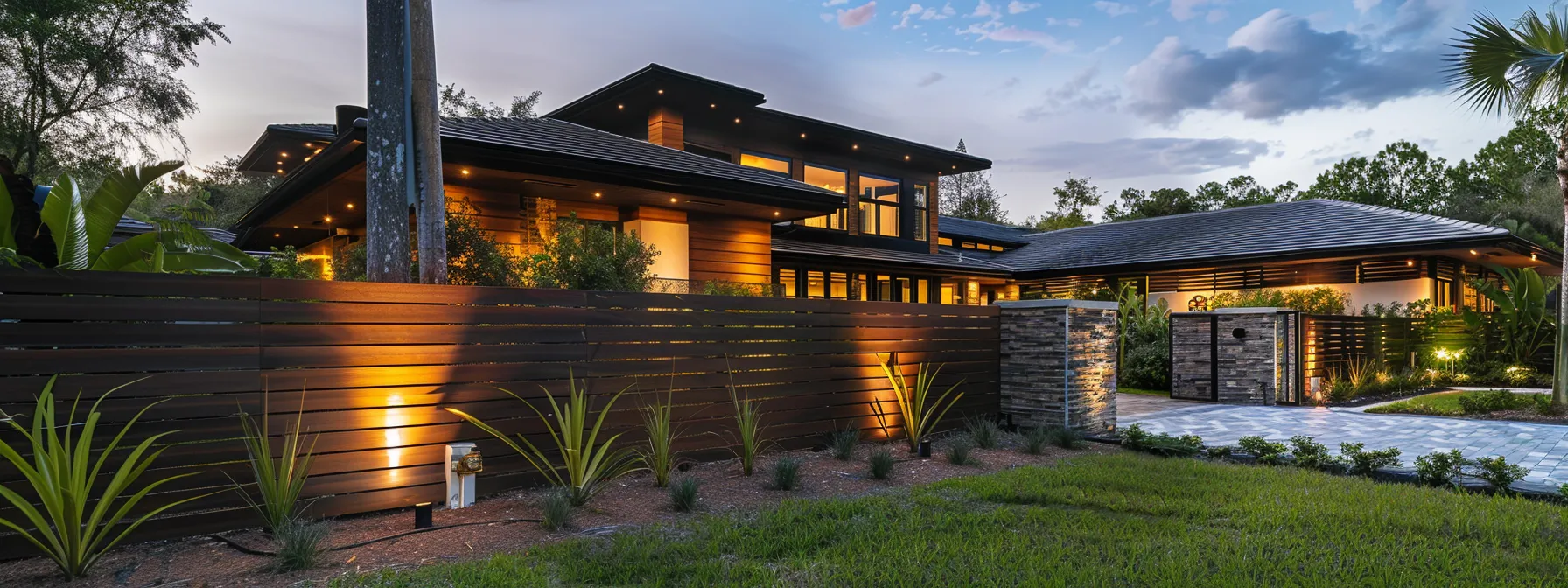 a stunning display of custom fences in various styles and materials encircling modern homes in a suburban setting, showcasing the unique aesthetics and practical features that enhance property boundaries in northern central florida. a stunning display of custom fences in various styles and materials encircling modern homes in a suburban setting, showcasing the unique aesthetics and practical features that enhance property boundaries in northern central florida.